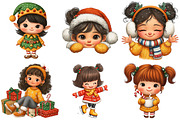 Quirky Christmas Girls Clipart, an Illustration by Craft Nest (Thumbnail 6 of 11)