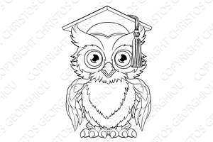 Wise Owl Bird Cartoon Graduation, an Education Illustration by Christos Georghiou