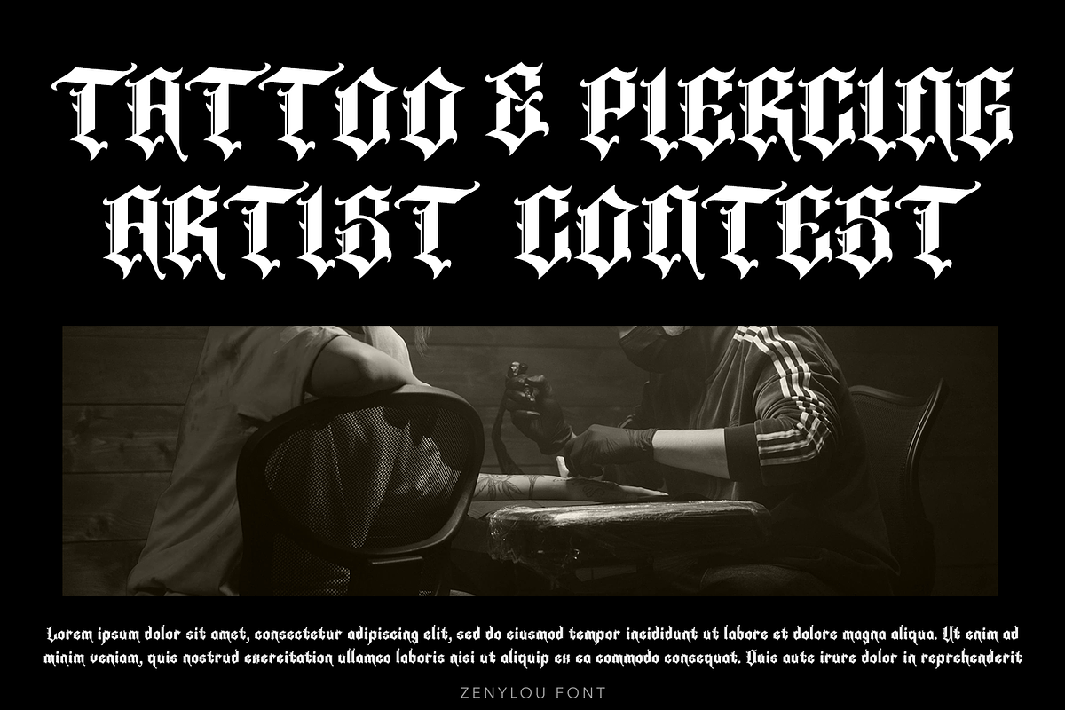 Zenylou Blackletter, a Blackletter Font by madeDeduk (Photo 8 of 10)