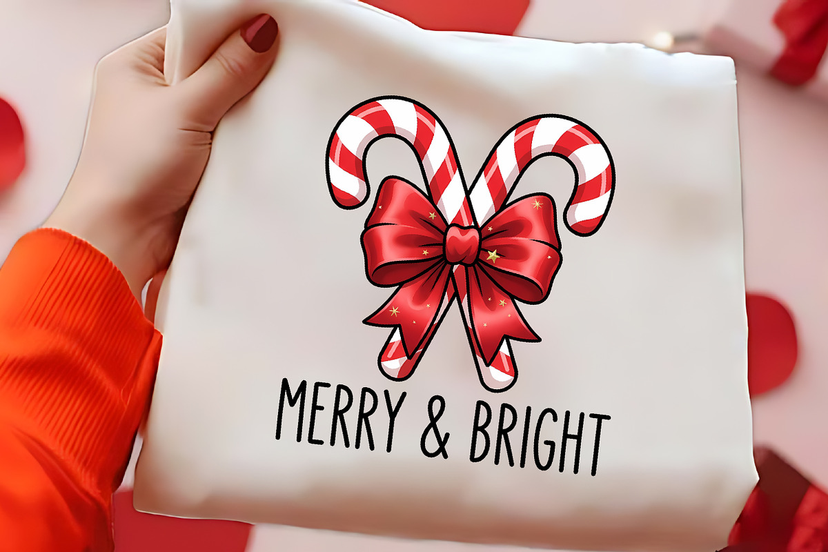Merry And Bright Candy Cane PNG, a Seasonal Illustration by CrexoraLab (Photo 2 of 4)
