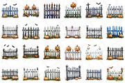 Watercolor Halloween Fence Clipart, an Illustration by DreamPrint404 (Thumbnail 4 of 5)