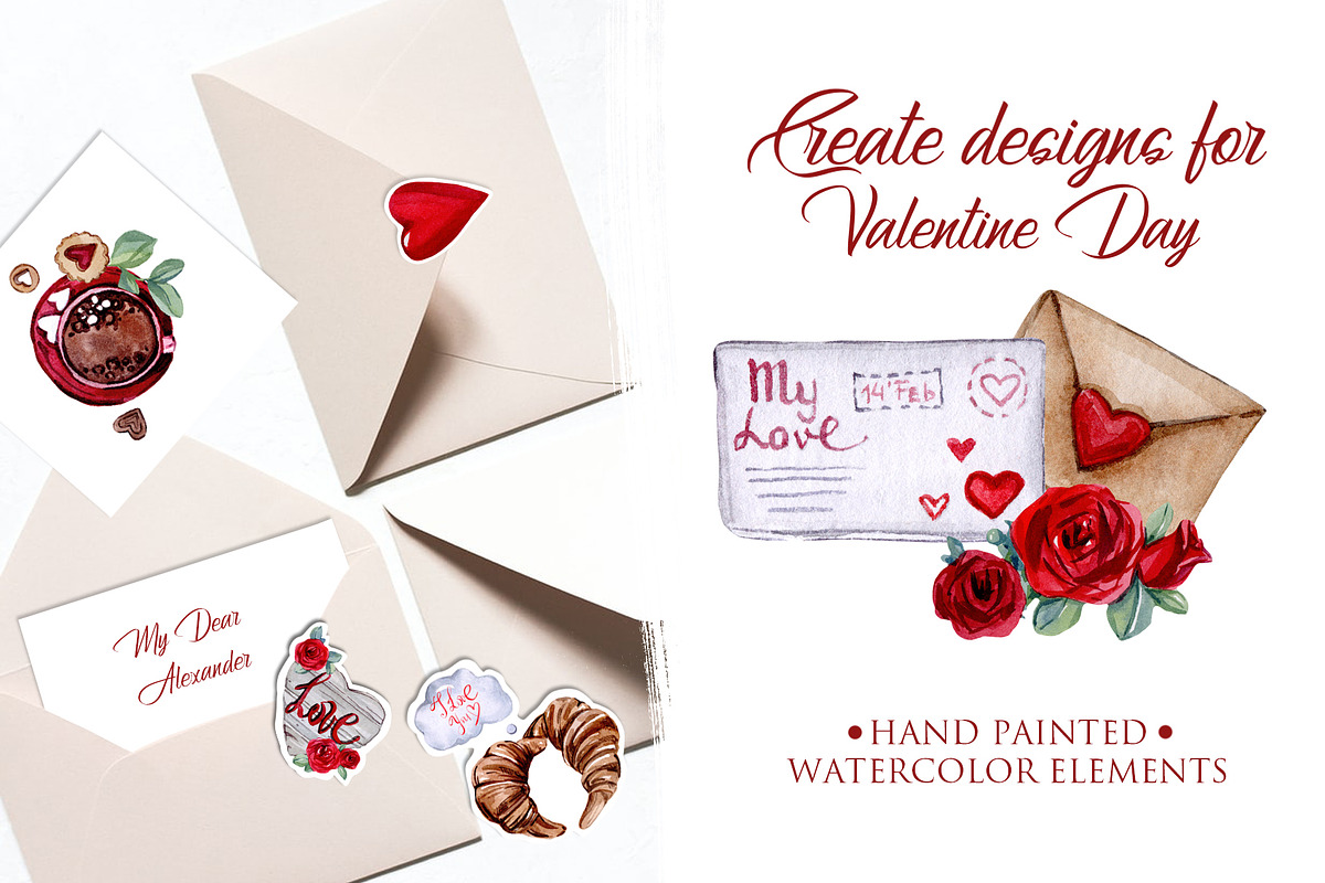 Watercolor Valentine Day Collection, a Food Illustration by S_ARTLOVE (Photo 5 of 10)