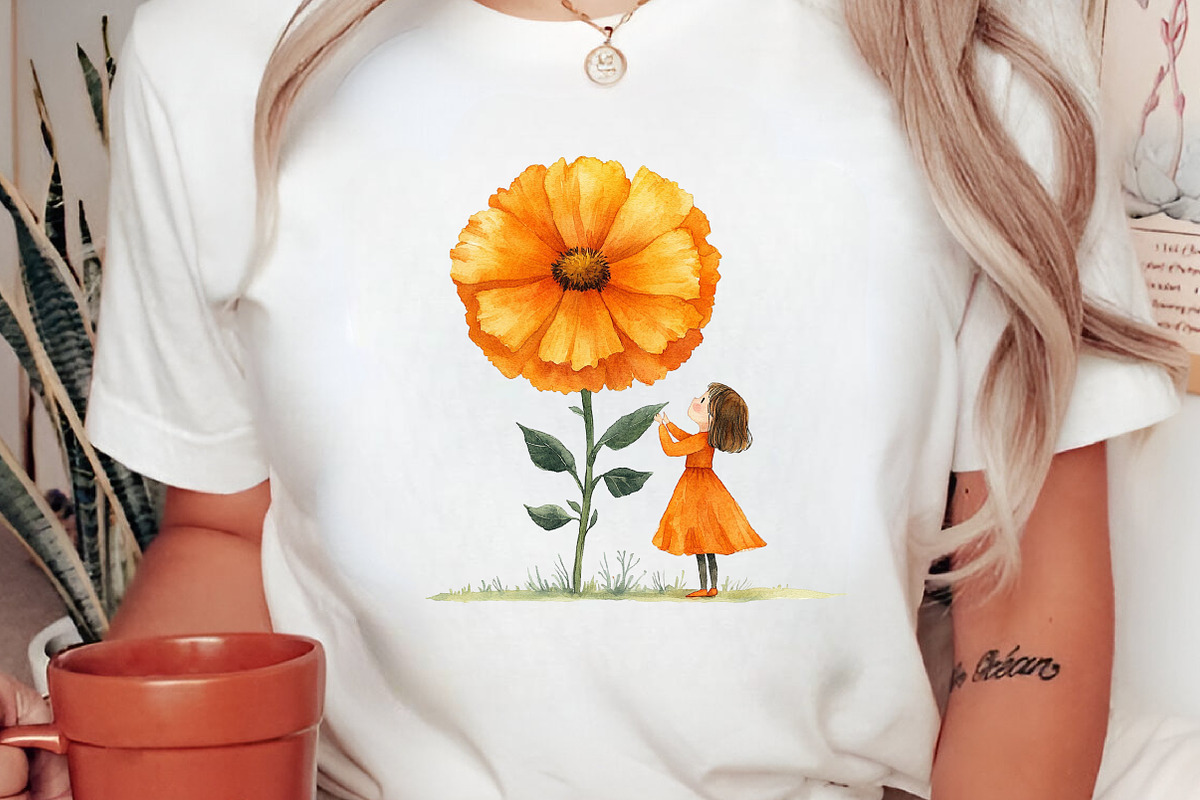 Girls with Fall Flowers Clipart PNG, a Seasonal Illustration by Canvas Craft (Photo 6 of 7)