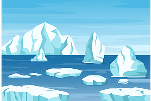 Arctic Polar Landscape With Icebergs