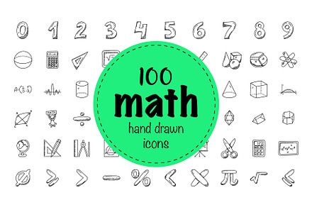 100 Mathematics Doodle Icons