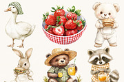 Watercolor Picnic Clipart Bundle, an Animal Illustration by SparkyDesignsUS (Thumbnail 2 of 9)