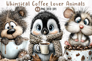Whimsical Coffee Lover Animals, an Animal Illustration by fashionaddict (Thumbnail 1 of 7)