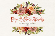 Deep Autumn Watercolor Flowers, an Illustration by Kim Thoa Designs (Thumbnail 1 of 10)