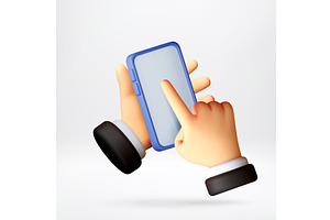3d hand holding and touching, a Technology Illustration by Abscent