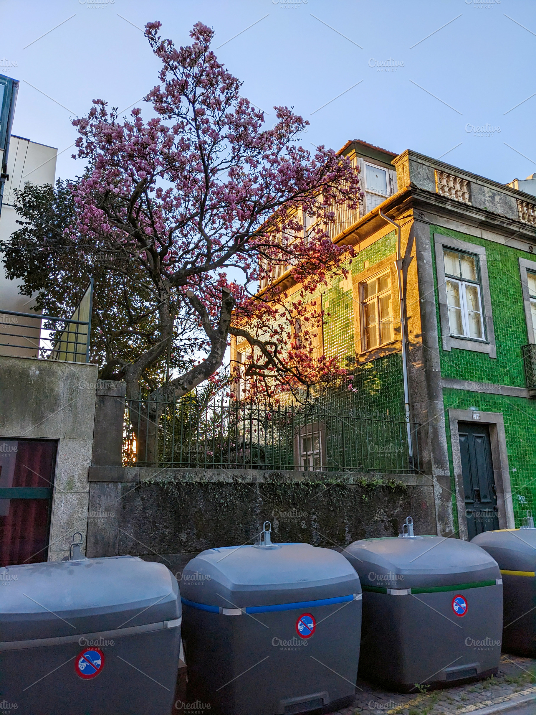 Containers garbage street bin Portugal, an Architecture Photo by joyt