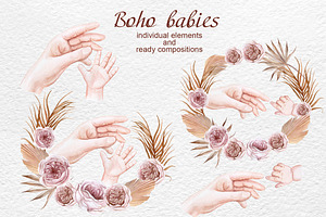 Boho Babies. Watercolor Collection