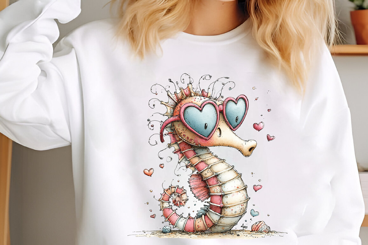 Whimsical Summer Seahorse Clipart, an Illustration by designcity5 (Photo 4 of 5)