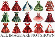 Watercolor Christmas Dress Clipart, an Icon by Canvas Craft (Thumbnail 3 of 6)