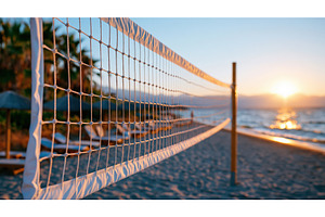 Volleyball net on a sandy beach at, a Sports & Recreation Photo by Lermont51