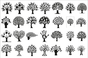 family handprint tree silhouette, an Illustration by Amazin_art