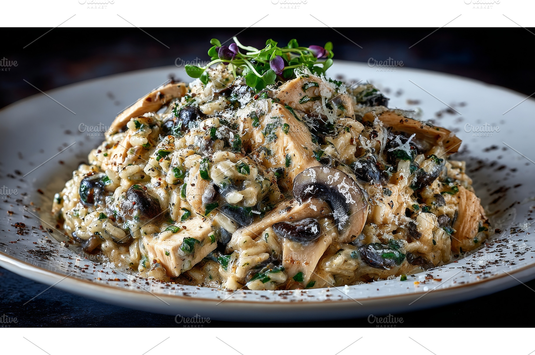 The vegetarian risotto is presented, a Food & Drink Photo by ZinetroN