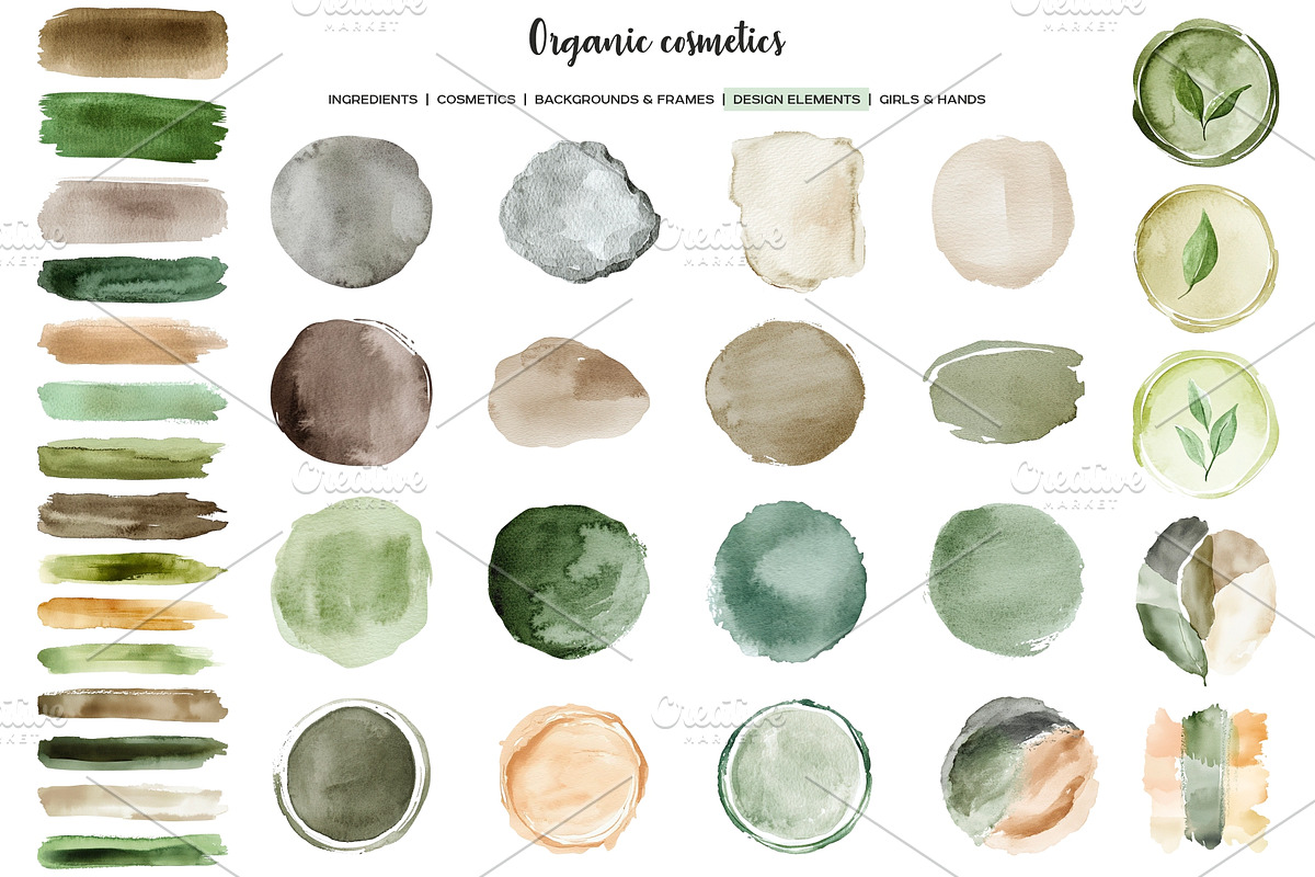 Watercolor organic cosmetic clipart, a Healthcare Illustration by Art and Funny (Photo 7 of 14)