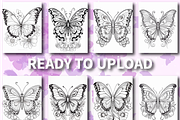 Butterfly Coloring Pages for Adults, an Education Illustration by Design Zone (Thumbnail 6 of 7)