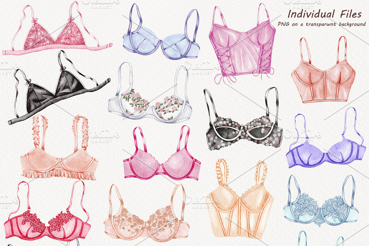 Lingerie Watercolor Collection, an Object Illustration by BarvArt (Photo 2 of 9)