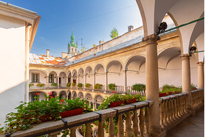Italian courtyard on a sunny day in, an Architecture Photo by kavalenkava