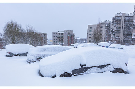 Vehicles covered with snow in the, a Nature Photo by Lukas Jonaitis SHOP