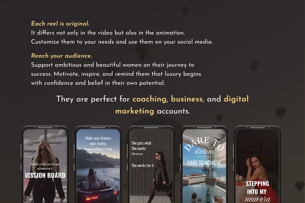 50 Ambitious and Elegant Women Reels, a Social Media Template by Studio DigiCraft (Photo 2 of 9)