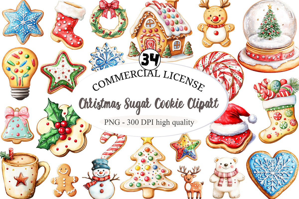 Christmas Sugar Cookie Clipart, an Illustration by designcity5 (Photo 1 of 5)