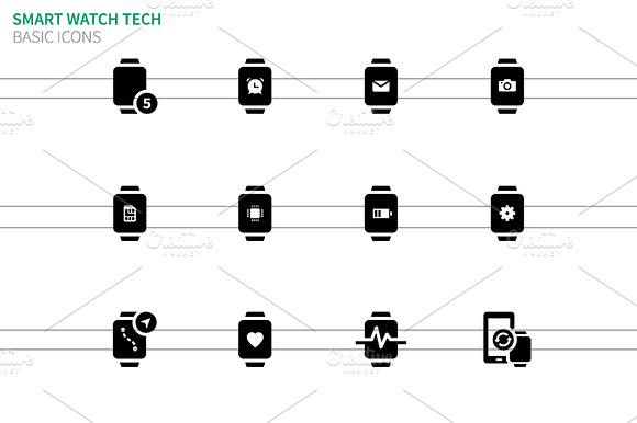 Smart Watch With Functions Icons