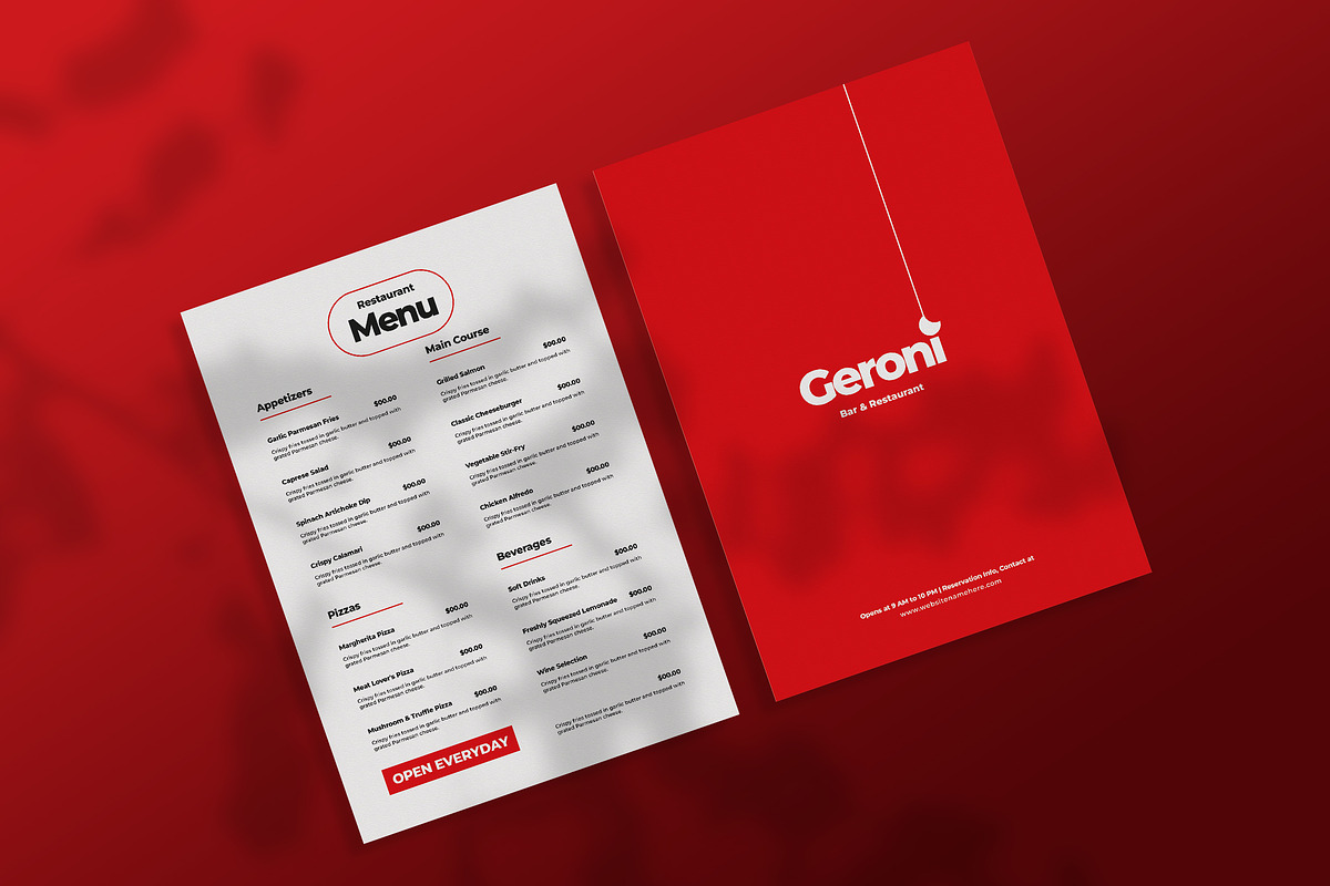 Redgreni - Restaurant Menu, a Print Template by StreaksideStd (Photo 2 of 2)