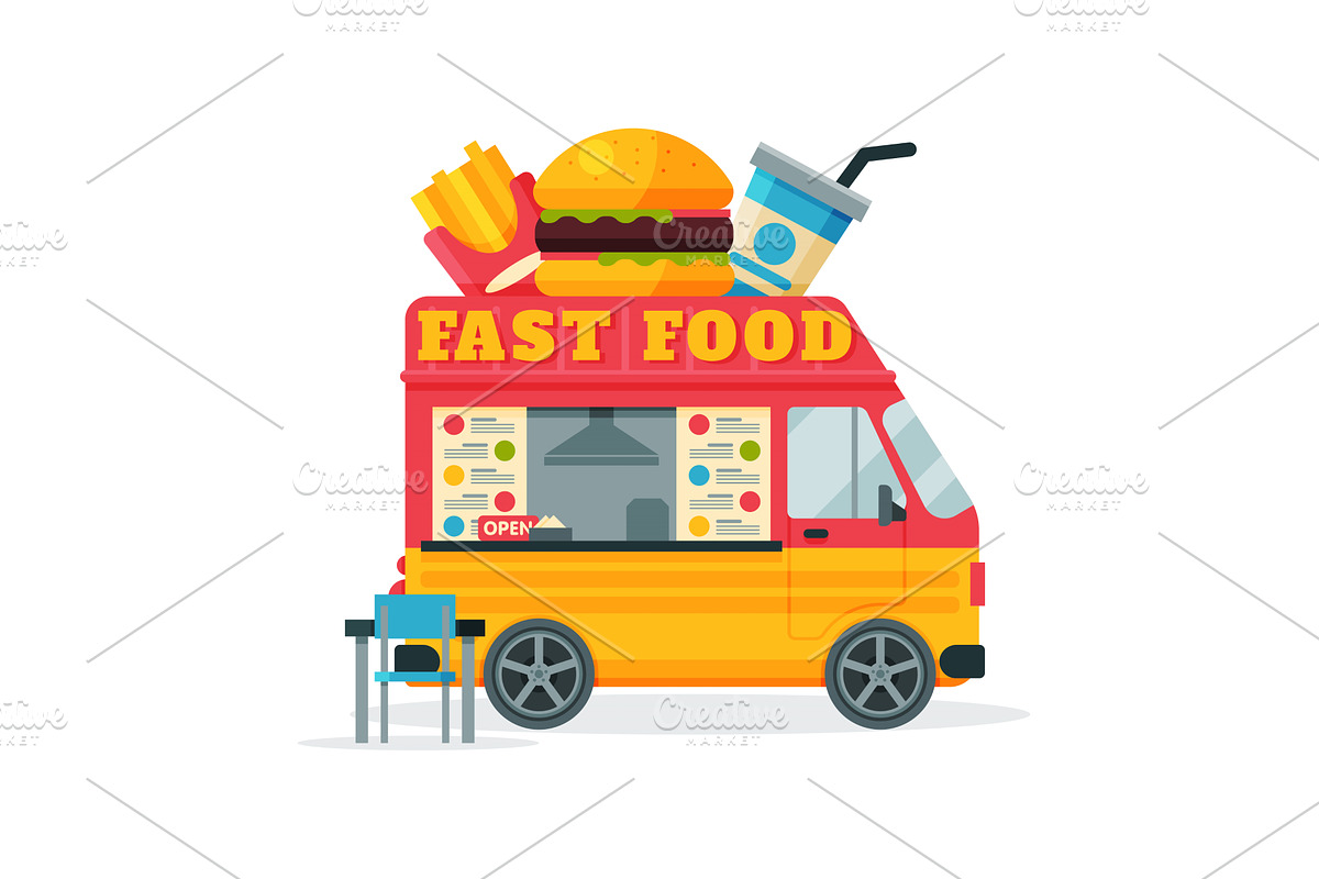 Fast Food Truck, Street Meal Van, a Food Illustration by TopVectors