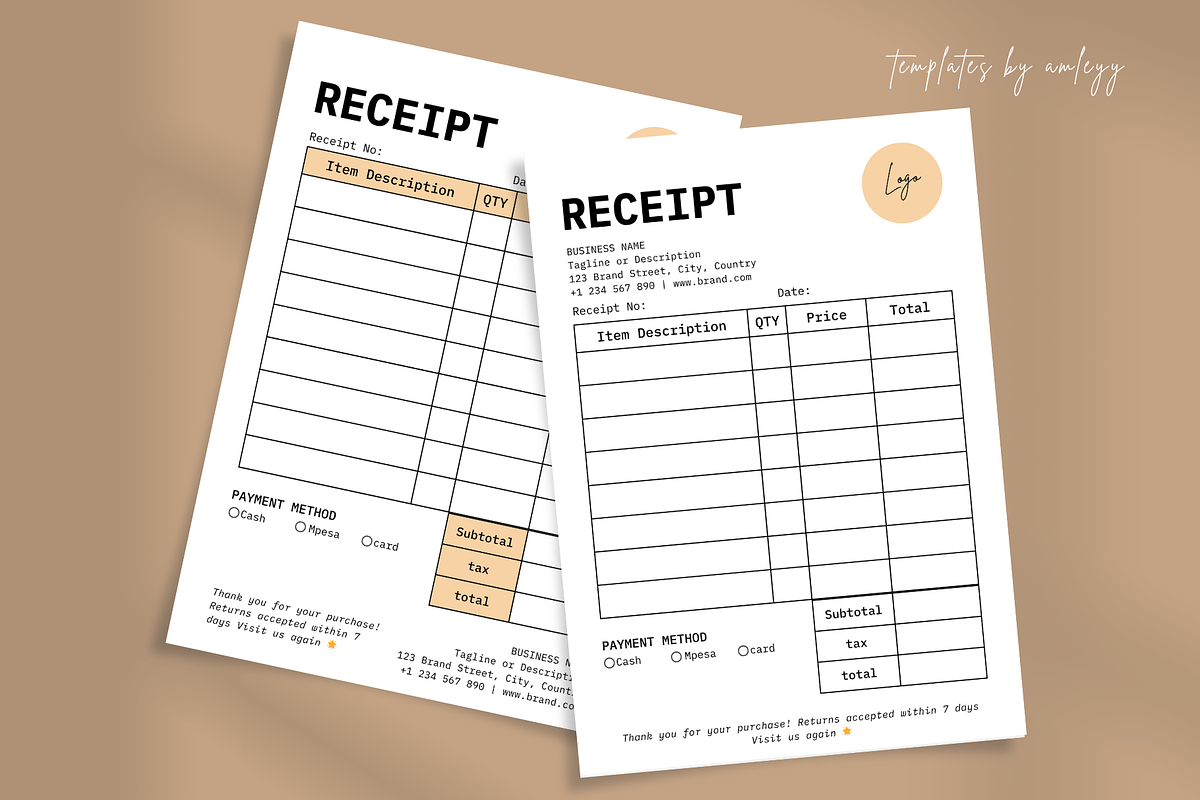 Small Business Receipt Template Canv, a Print Template by Elegant_Studio44 (Photo 1 of 4)