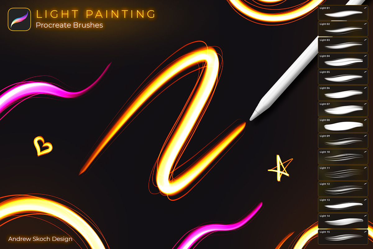 Light Painting Procreate Brushes, a Brush Add-On by Andrew Skoch Design (Photo 7 of 8)