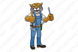 Wildcat Electrician Handyman Holding, an Animal Illustration by Christos Georghiou