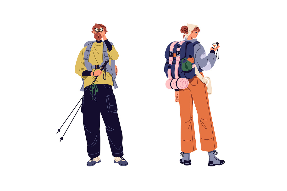 Hikers, tourists with backpacks set, a Person Illustration by PaperTrident (Photo 4 of 5)