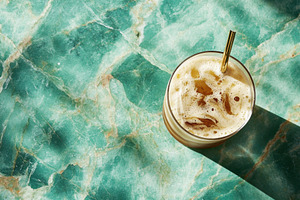 Refreshing iced drink on a beautiful, a Photo by Tanuart