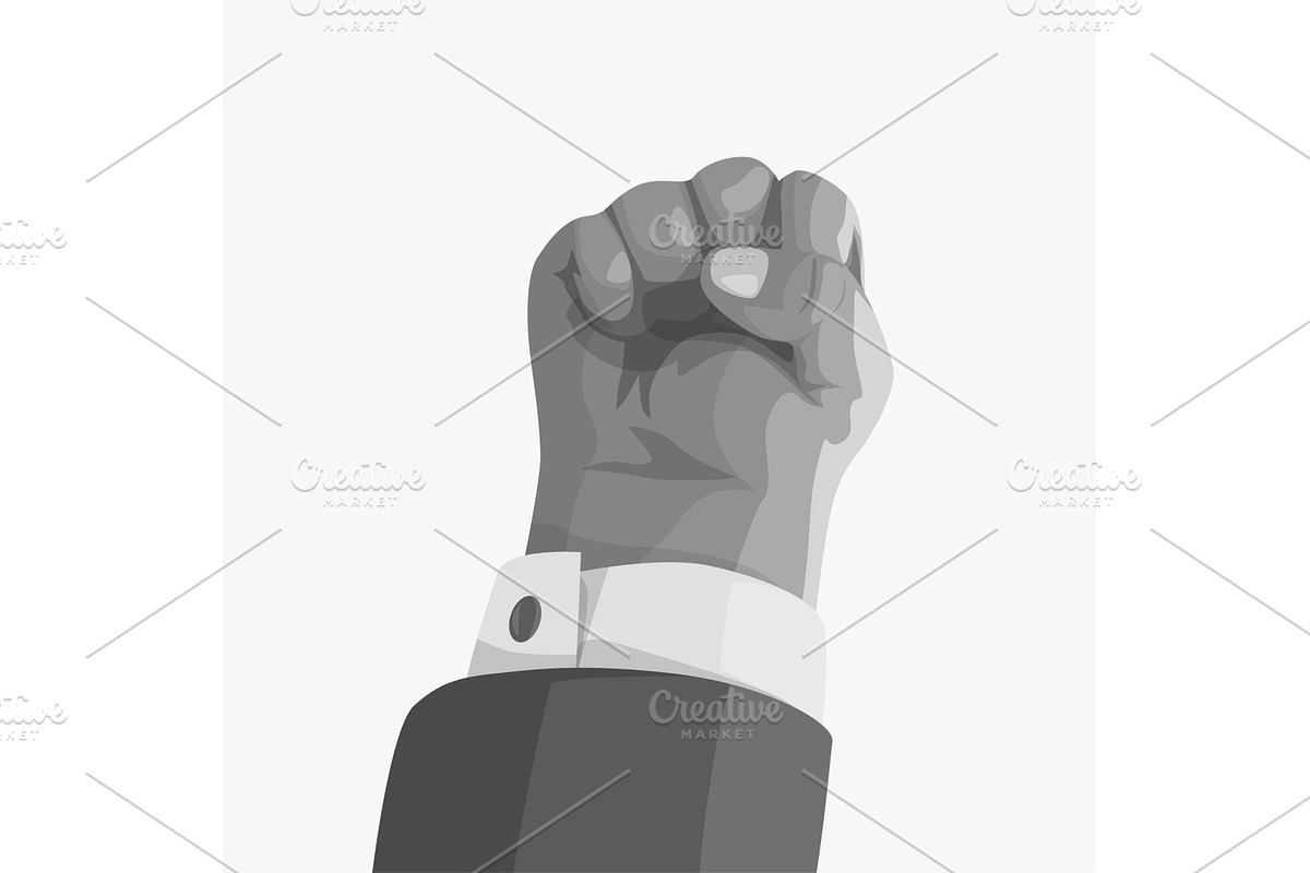 fist up sign in grey on white, an Object Illustration by IfH