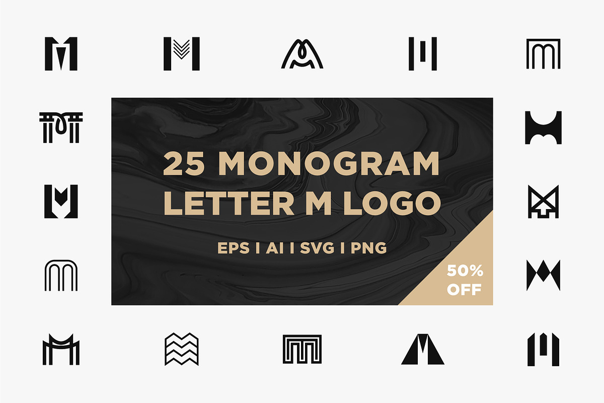 25 Monogram Letter M Logo, a Branding & Logo Template by Lightsense (Photo 1 of 10)
