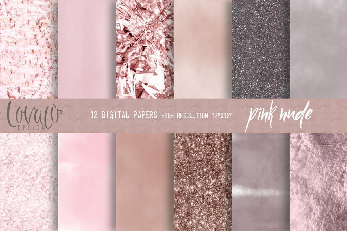 PinkNude Glam Digital Papers Texture, a Texture Graphic by Lovalù®