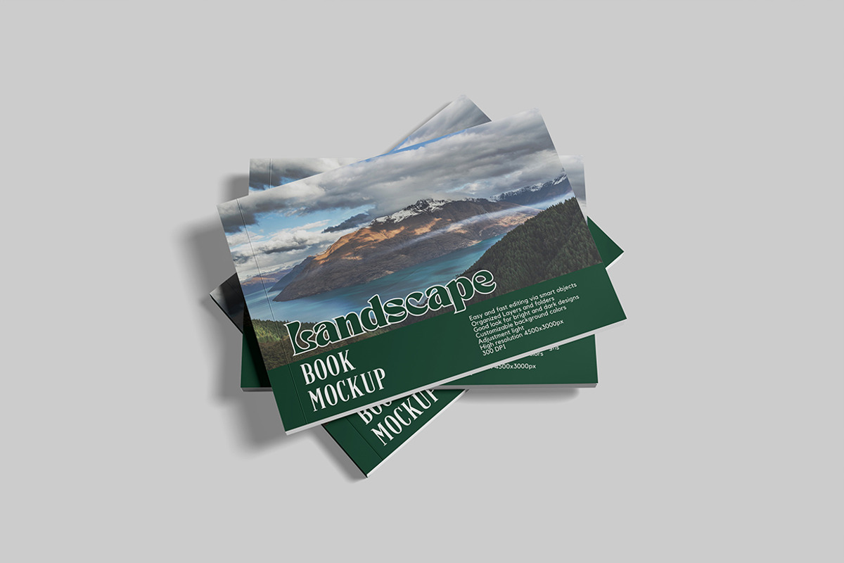 Landscape Book Mockup, a Mockup by DxSLEX (Photo 2 of 5)