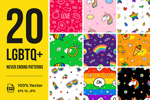 20 LGBTQIA+ Never Ending Patterns