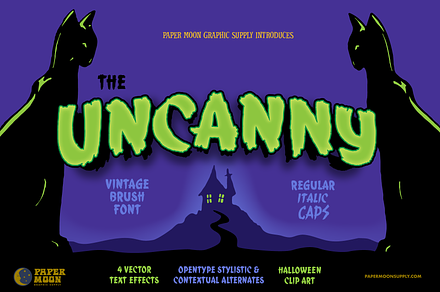 PM Uncanny Vintage Brush Font, a Script Font by Paper Moon Graphic Supply