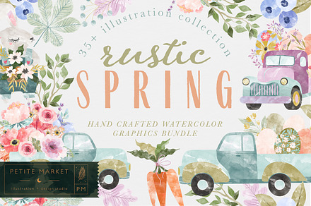 Rustic Spring: Easter Watercolors, an Illustration by PetiteMarket
