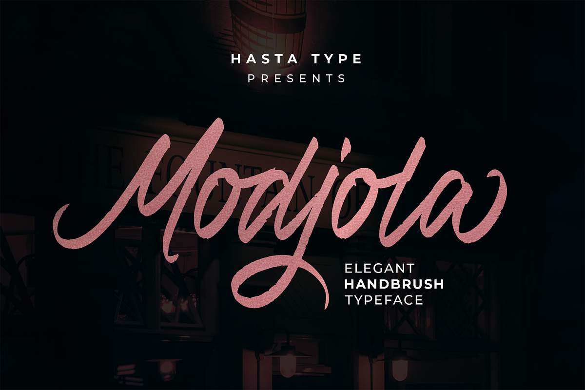 Modjola - Elegant Handbrush Typeface, a Font by hastatypestd (Photo 1 of 9)