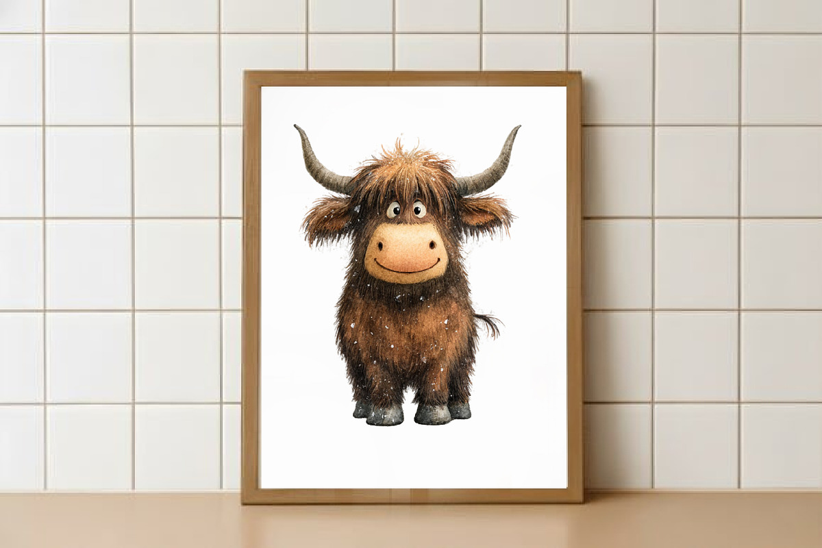 Highland Cow Christmas Clipart, an Illustration by Watercolor design (Photo 5 of 6)