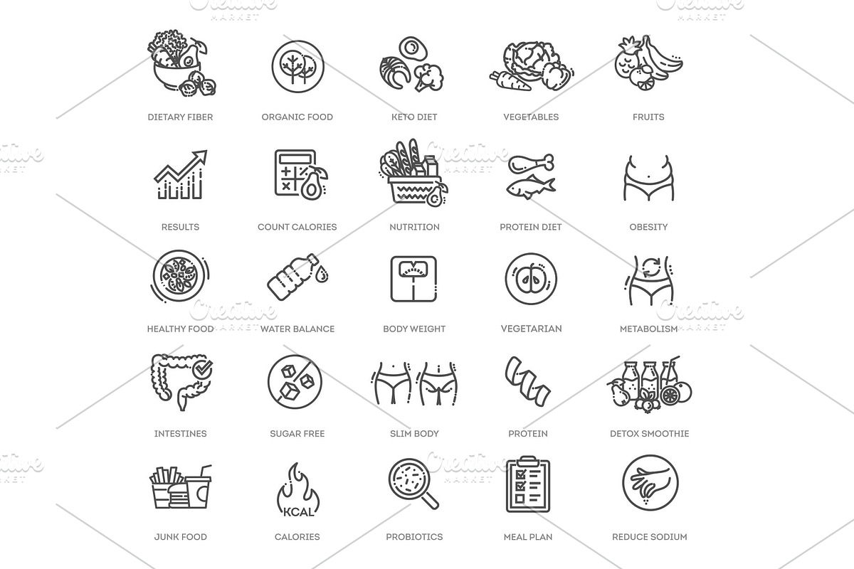 Web Set of Nutrition, Healthy Food, an Object Illustration by Tettygreen (Photo 1 of 3)