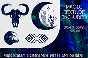 Mystical linocut boho. Celestial set, a Background Graphic by KomannaArt (Thumbnail 6 of 12)