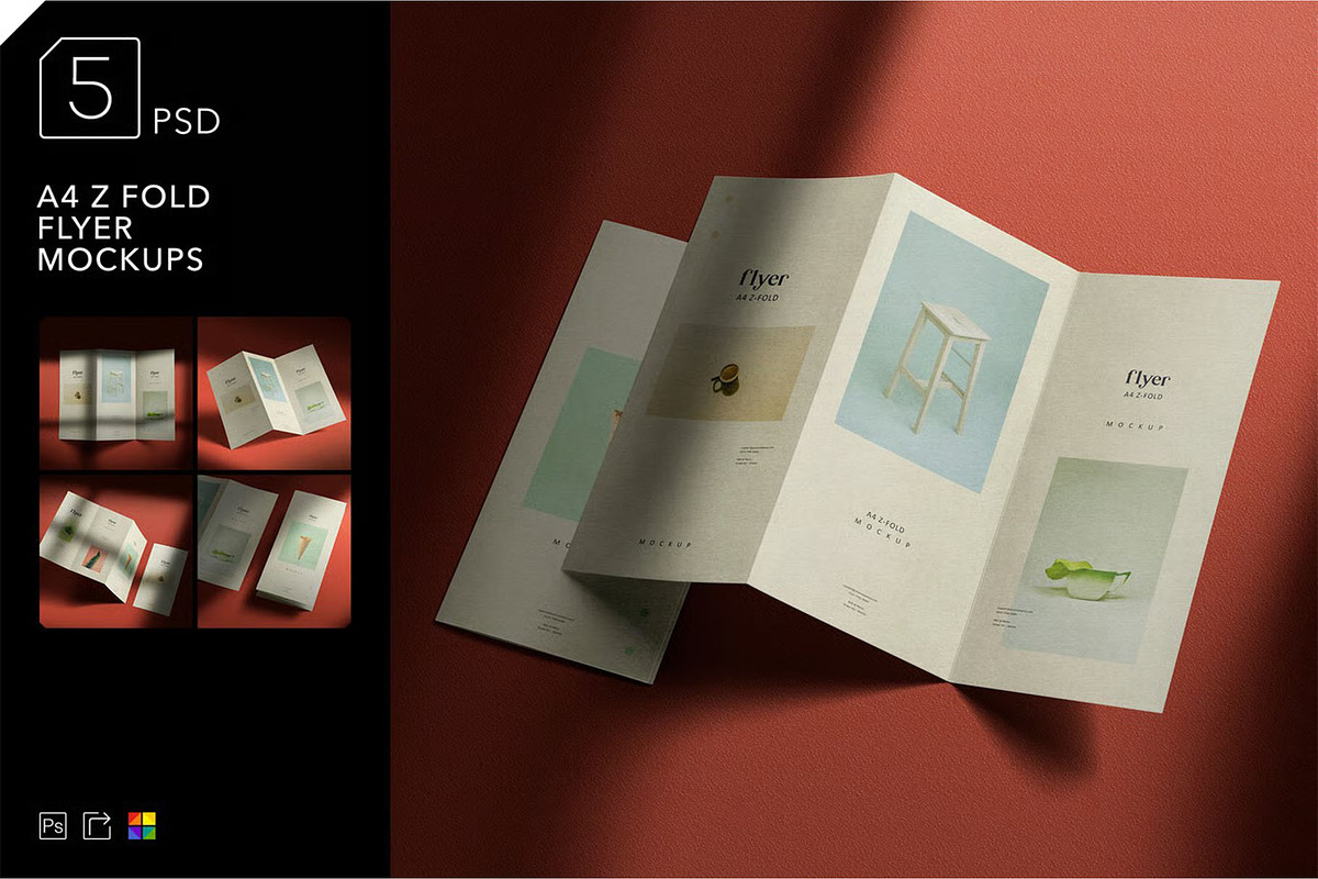 Trifold Mockup, an Advertising Mockup by megostudi0 (Photo 1 of 7)
