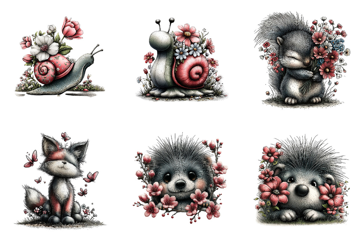 Whimsical spring clipart, an Illustration by SinaCreation (Photo 4 of 11)