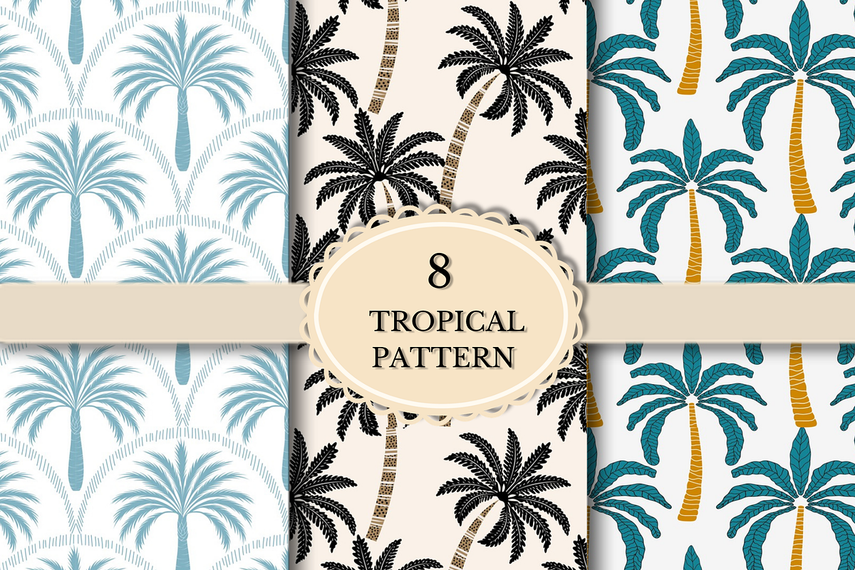 Palm Tree Tropical Seamless Patterns, a Pattern Graphic by wind mill (Photo 1 of 3)