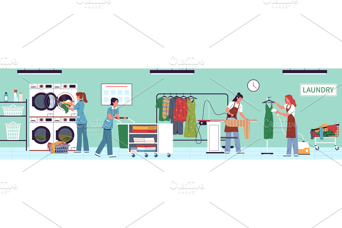 Laundry service workflow, an Illustration by YummyBuum
